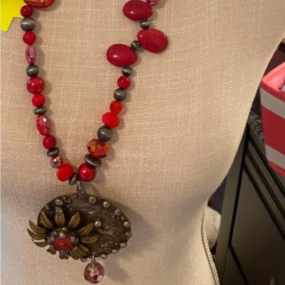 art by Amy this is gemstone of red & pink. Nice pendant and over the top!!